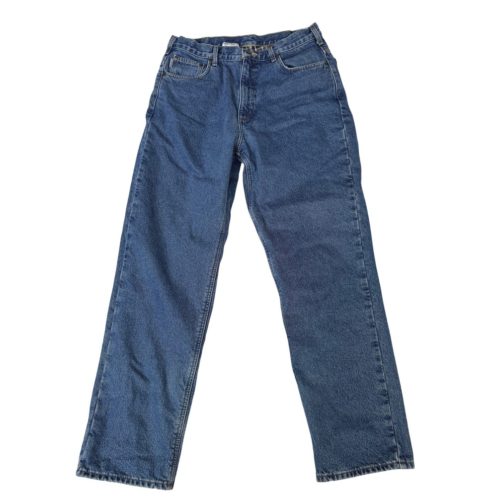 Carhartt B172 DST Mens Relaxed Fit Flannel Lined Jeans Dark Stonewash 36x34